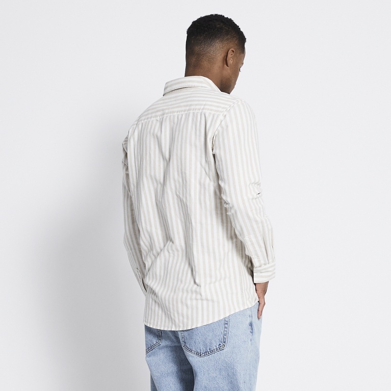Linen blend shirt "Lucas Stripe" Light Beige